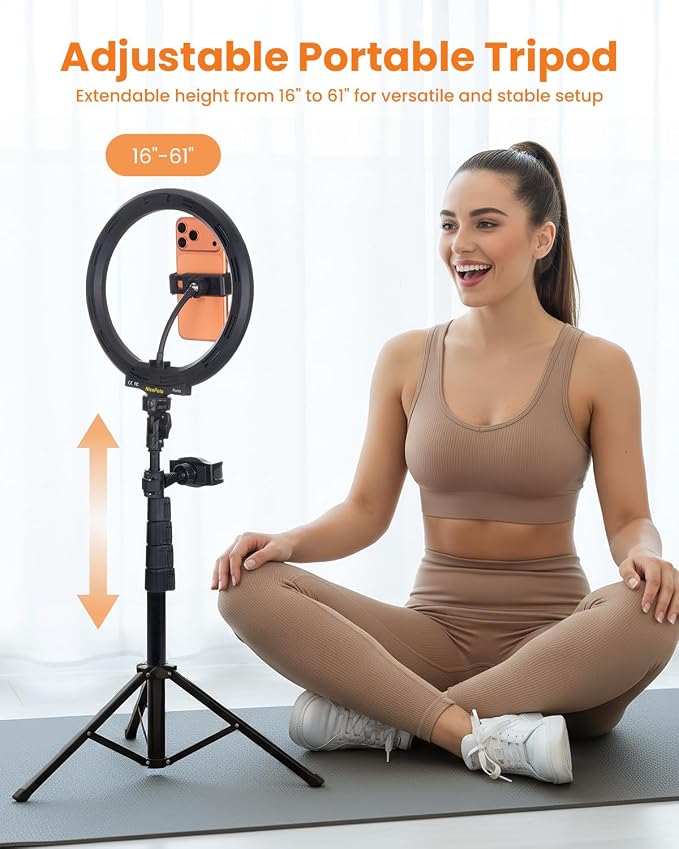 10" Ring Light with 66'' Tripod Stands, 2 Phone Holder & Remote | 3 Color & 10 Brightness Level, Circle Ring Lights for Live Stream, Makeup, TikTok, YouTube, Compatible with iPhone & Android