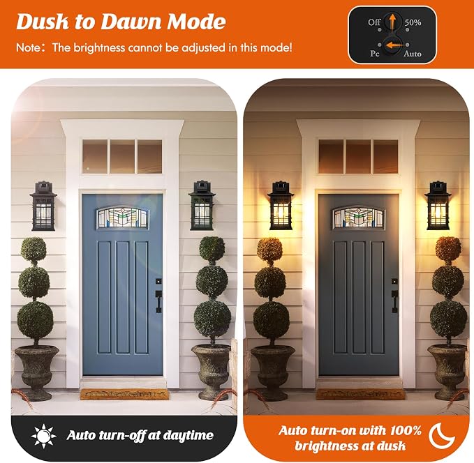 Motion Sensor Outdoor Wall Light Black, Dusk to Dawn Outside Porch Light Fixture Wall Mount, Waterproof Exterior Light Fixture with Seeded Glass, Matte Black Wall Sconce Lantern for House Patio Garage
