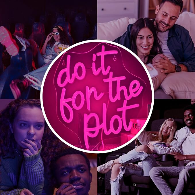 Do It for Plot Neon Light Dimmable LED Neon Sign for Wall Decor USB Powered Light Up Signs Pink LED Light for Drama Lover Party Gift Bedroom Movie Night