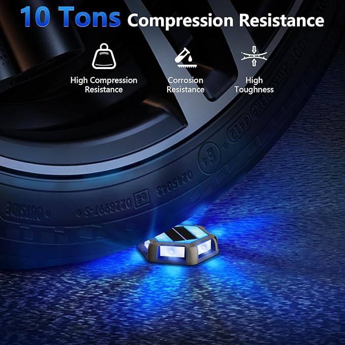 T-SUN Solar Driveway Lights Outdoor 12 Pack, Waterproof Deck Lights LED Blue Driveway Marker Light for Step Garden Sidewalk Stair Ground Pathway