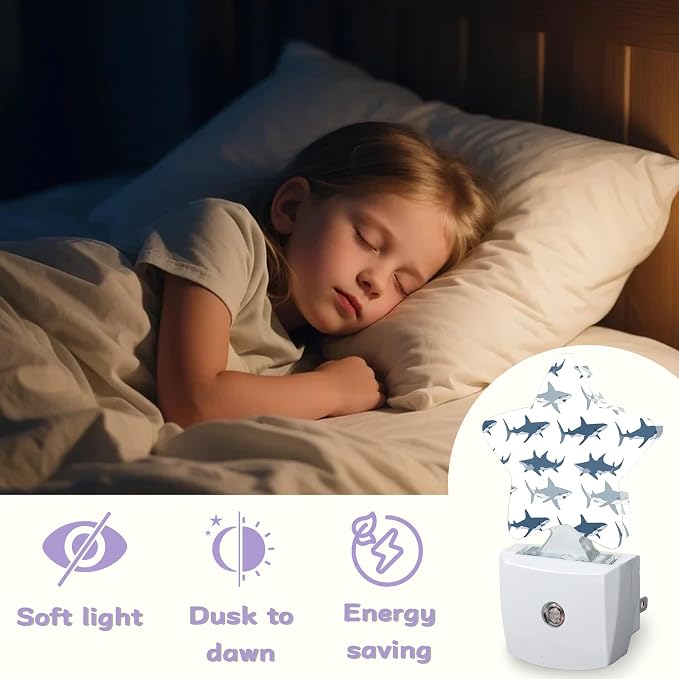 Nightlight,Cute Shark Decorative Night Lights Plug Into Wall,Wild Fish Night Light with Auto Sensor for Bedroom,Nursery,Hallway,Stairway,Gifts