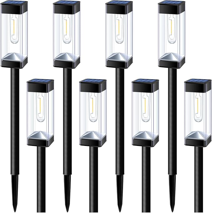Bright Solar Pathway Lights Outdoor 8 Pack Solar Lights Outdoor LED Waterproof with 3000K Tungsten Filament Bulb Landscape Lighting for Yard, Driveway, Garden, Walkway, Lawn, Path | Solar Lights Outdoor for Yard Driveway Garden Walkway Lawn Path Decor,...