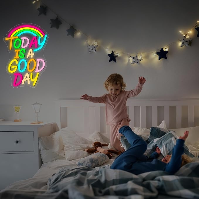 Today Is A Good Day Neon Sign for Wall Decor | Dimmable cheerful neon light, bedroom teen dorm wall decor, birthday gift for kids young adults, size 13.8*9.7 in