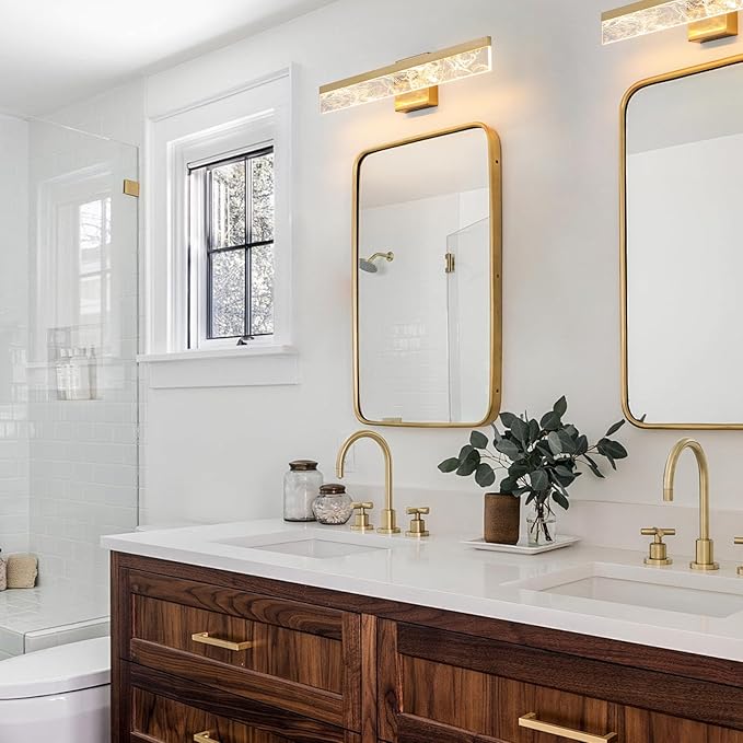 AIJIASI Gold Vanity Light - 24 Inch Modern Bathroom Light Fixture Over Mirror 18W 3000K Warm Lighting Dimmable LED Vanity Lights for Bathroom Restroom Mirror