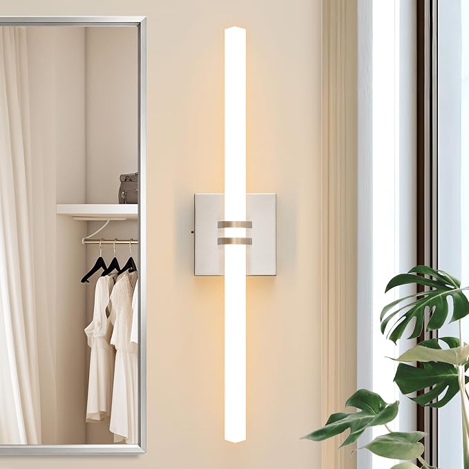Bathroom Light Fixture LED Vanity Light 22" 5CCT Wall Sconce 18W | LED Dimmable Wall Light Nickel Modern 360° Lighting, Hardwired Vanity Light for Bathroom Mirror, Flicker-Free