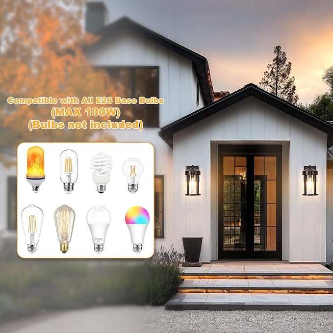 Dusk to Dawn Outdoor Lights Fixture Wall Mount–Geometric Industrial Bronze Exterior Wall Sconce, Waterproof Anti-Rust with Photocell Sensor Outside Porch Light for House Patio Entryway Garage (2 Pack)