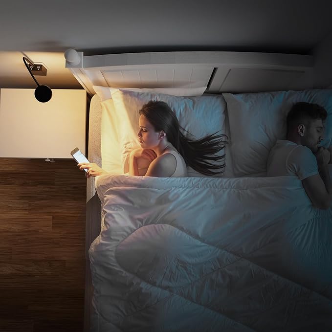 Plug in Dimmable LED Reading Light for Books in Bed, Black Flexible Wall Mounted Lamp for Outlets in Bedroom Kitchen, 3 Lighting Colors, Dual Touch Switch, 110° Wide Light Angle