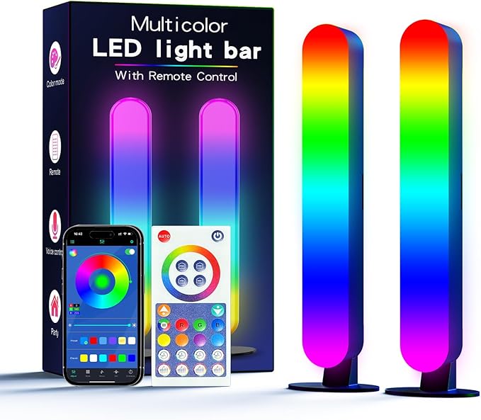 LED Light Bar, Music Sync RGB Light Bar, USB Ambient Lamp, Color Changing Gaming TV Backlight with Remote Control, 15 Dynamic Modes for Room (App Control)