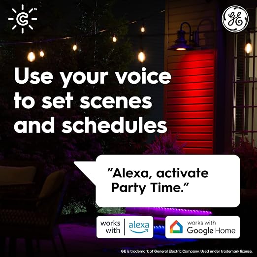 GE CYNC Smart LED Light Bulbs, Color Changing Lights, Bluetooth and Wi-Fi Lights,Compatible with Alexa and Google Home, PAR38 Outdoor Floodlight Bulbs (4 Pack)