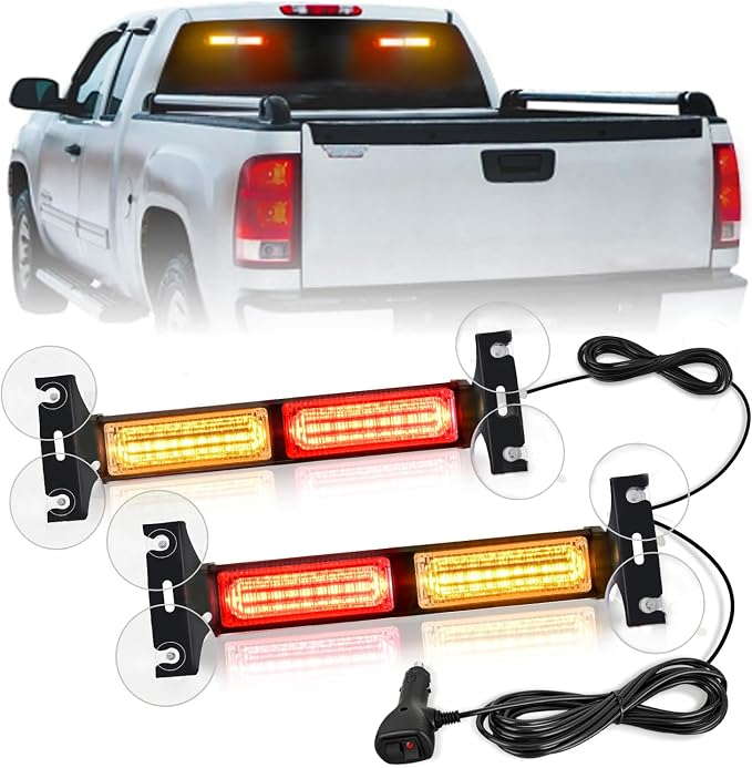 Nilight 40LED Amber Red Emergency Strobe Traffic Advisor Light Bar with Suction Cups Dash Safety Warning Hazard Flashing Lights Interior Front/Rear Windshield for Trucks Construction Vehicles | with Suction Cups Dash Safety Warning Hazard Flashing Ligh...