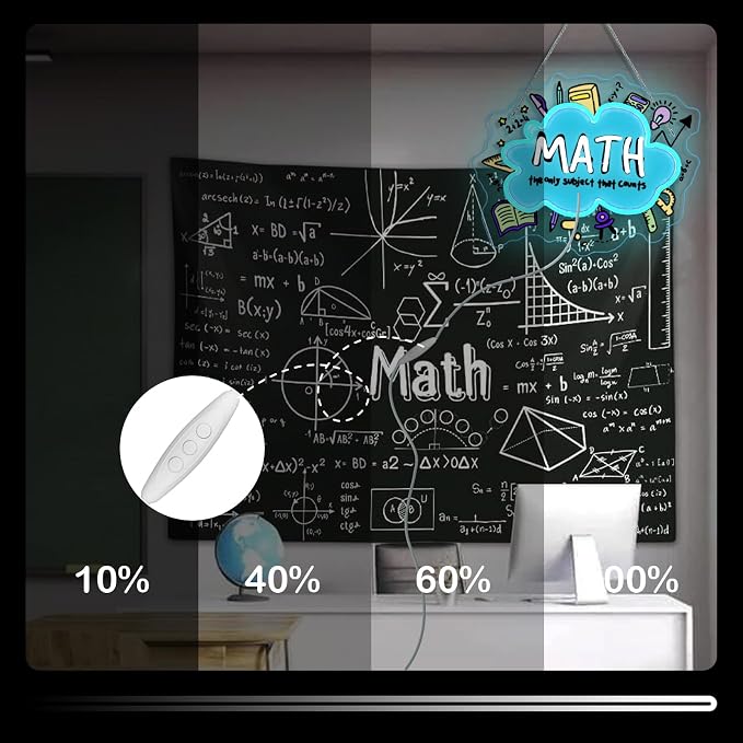 Horseneon Math Neon Sign Educational LED Wall Decor for Classrooms, Study Rooms & Math Teacher Gifts, USB-Powered with Adjustable Brightness, Scientific-Themed Lighting
