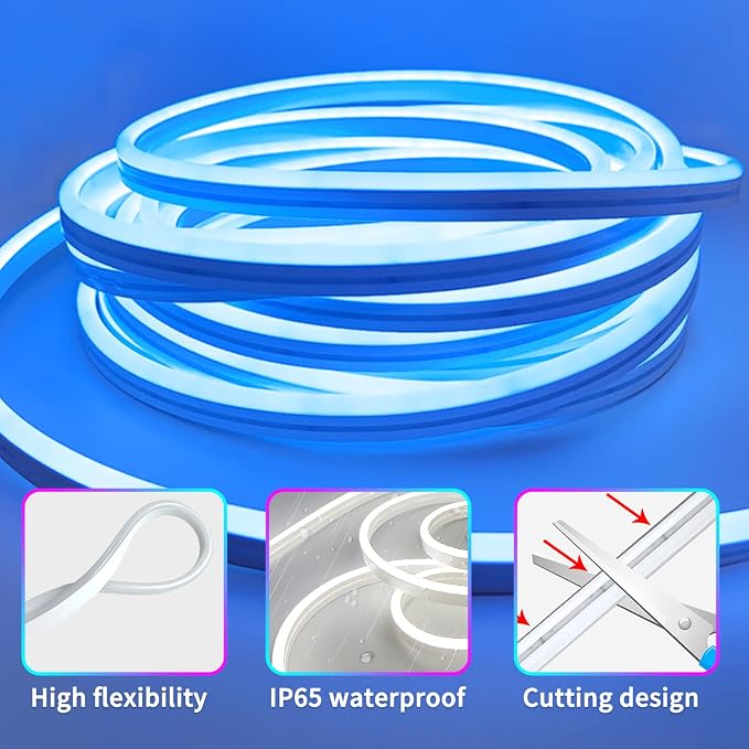 segrass LED neon Lights Strip 132FT,DC 24V RGB LED neon Light Strip APP Remote Controls Control Waterproof Flexible Neon LED Rope Lights for Bedroom,Playroom,Outdoors Decor（2 Rolls of 66ft）