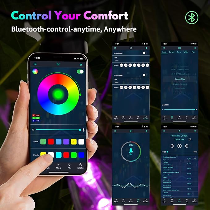 BBG Outdoor String Lights 100FT（2 * 50FT）- RGBW Color Changing String Lights for Outside with APP & Remote Control, Dimmable Patio Lights Outdoor Waterproof, Music Sync, Shatterproof, Linkable, Timer
