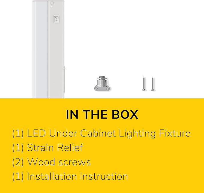 Inlight 18-inch Hardwired Only LED Under Cabinet Lighting, Soft White(3000K), Dimmable, Matte White Finished, ETL Listed, IN-0201-12-WH