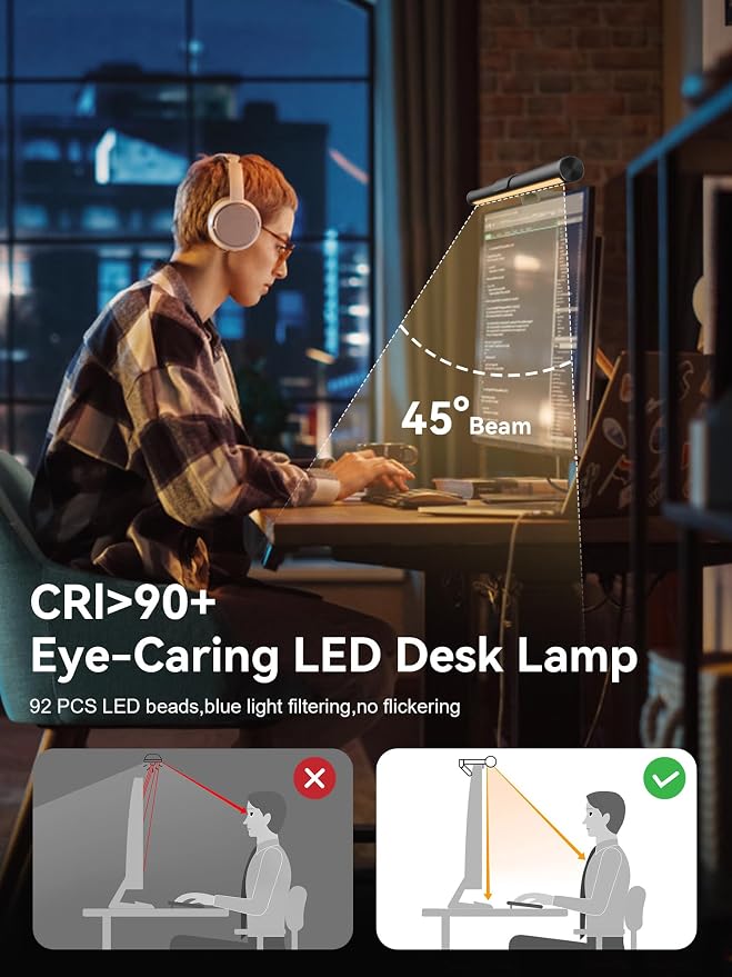 Fortunepro Monitor Light Bar, Monitor Light Backlight Desk Lamp with Remote