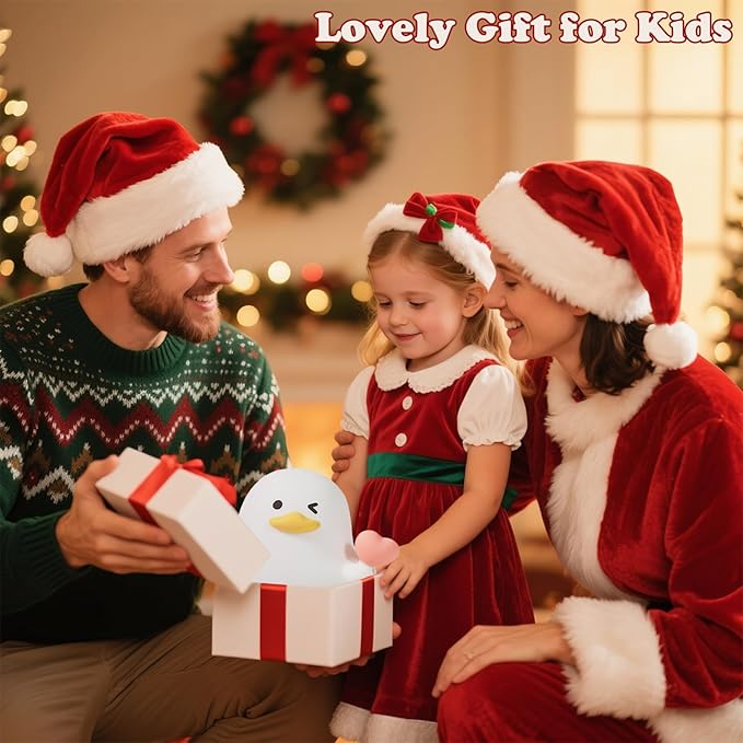 Night Light for Kids, 7 Colors Cute Duck Night Light, 3 Levels Dimmable Silicone Night Lamps, Bedside Nursery Night Lamp with Timer, LED Squishy Rechargeable Animal Nightlight for Boys Girls (Duck)