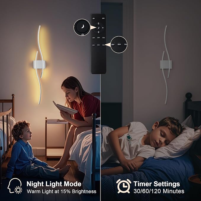 KARTOOSH Wireless Wall Sconces Set of 2, Dimmable LED Sconce with Remote | Battery Operated Wall Sconce with 3 CCT Night-Light Timer Memory Modern Wall Sconces for Living Room, Hallway, Bedroom