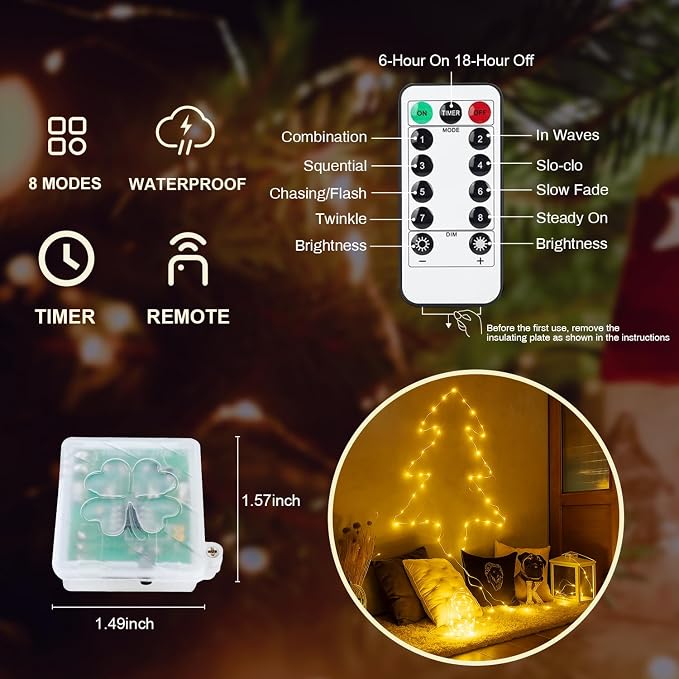 6 Pack Fairy Lights Battery Operated with Remote Timer 8 Lighting Modes,7ft 20 LED Waterproof Mini String Lights for Halloween Christmas Table Centerpieces Bedroom Decorations,Warm White