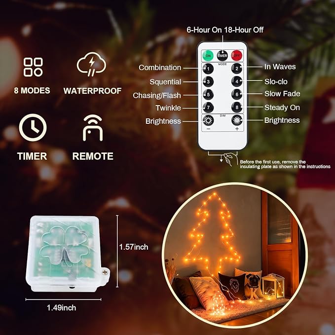 6 Pack Fairy Lights Battery Operated with Remote Timer 8 Lighting Modes,7ft 20 LED Waterproof Mini String Lights for Halloween Christmas Table Centerpieces Bedroom Decorations,Orange