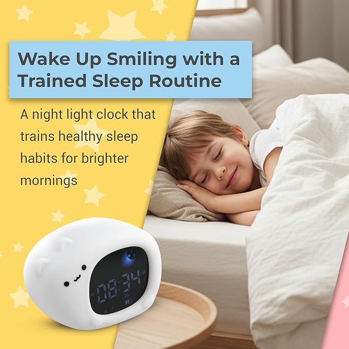 Bumble & Bright Kids Sleep Trainer with App Control - OK to Wake Clock for Kids Ages 4+, Color-Changing Night Light, Alarm & Sound Machine, Simple 1-Routine Setup, Free App, USB-C