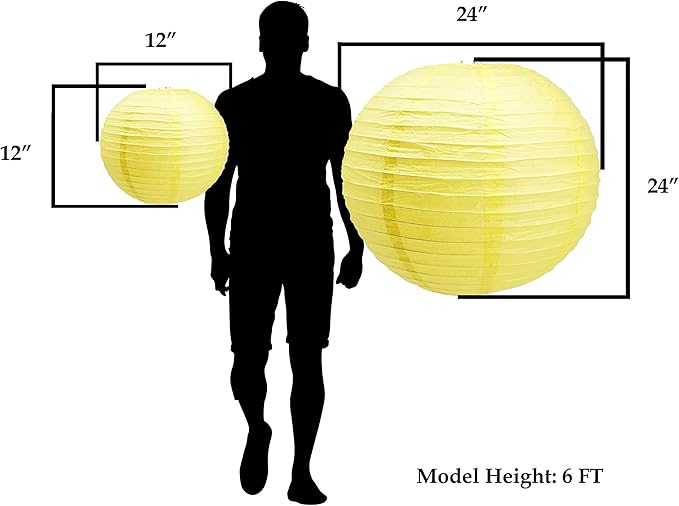 Mudra Crafts Yellow Paper Lanterns Wedding Party Decorations - 12 in 10 Round Hanging Ceiling Lanterns, 10 Pack, Decorative Lamp Shades