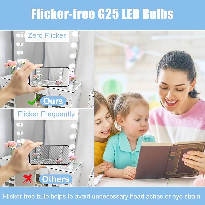 20 Pack Bathroom Light Bulbs 60W Equivalent 5000K Daylight E26 Globe Bulbs | G25 LED Vanity Light Bulbs Over Mirror, CRI85+ Eye-Friendly, Round Bulb for Makeup Mirror, 120V, 5W, 500LM, Non-Dimmable