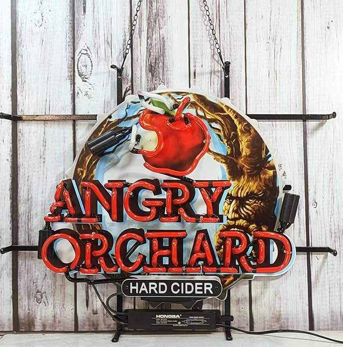 Neon Signs Beer Bar Bedroom Compatible For Angry Orchard Hard Cider Sign Glass Neon Signs for Office Hotel Pub Cafe Man Cave Neon Light Art Wall Lights 24 X 20 Inches