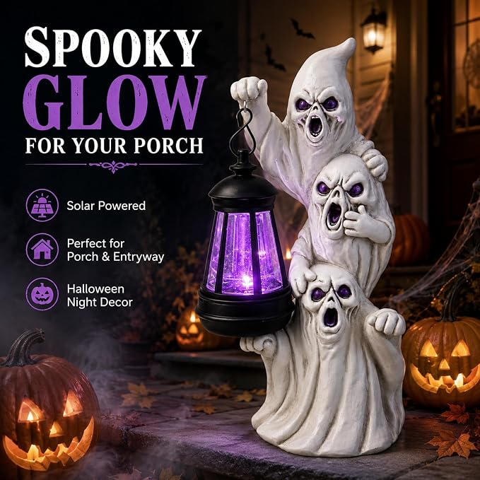 YDKOJGW Solar Garden Outdoor Statues with Succulent and 7 LED Lights - Lawn Decor Tortoise Statue for Patio, Balcony, Yard Ornament - Unique Housewarming Gifts (White Ghost)