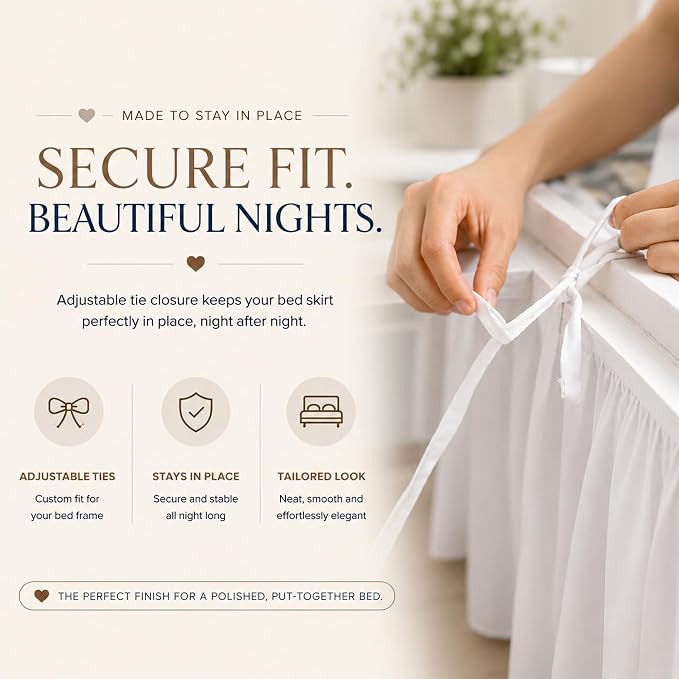 Cottingon Dorm Bed Skirt Twin XL 42" with Split Corners, 100% Microfiber Soft and Stylish, College Room Essential, Extra Long Dust Ruffle for Extended Beds, White