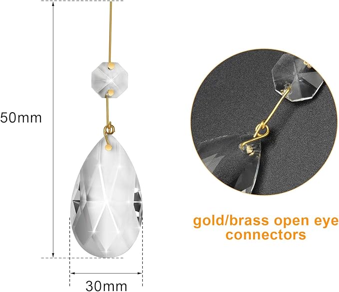 AHIER 10Pcs Clear Crystal Teardrop Chandelier Prism Pendants Shiny Glass Crystals Beads for Light Lamp, Jewelry Making. (Teardrop)