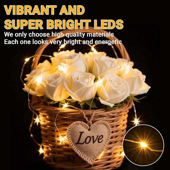 24 Pack LED Fairy Lights Battery Operated - 7ft 20 Led Waterproof Twinkle String Lights for Indoor Decor, Wedding, Garden, Christmas, Warm White String Lights