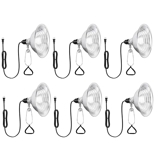 Simple Deluxe Clamp Lamp Light with Detachable 8.5 Inch Aluminum Reflector up to 150 Watts E26 Socket (No Bulb Included), 6 Feet Cord, UL Listed, 6 Pack