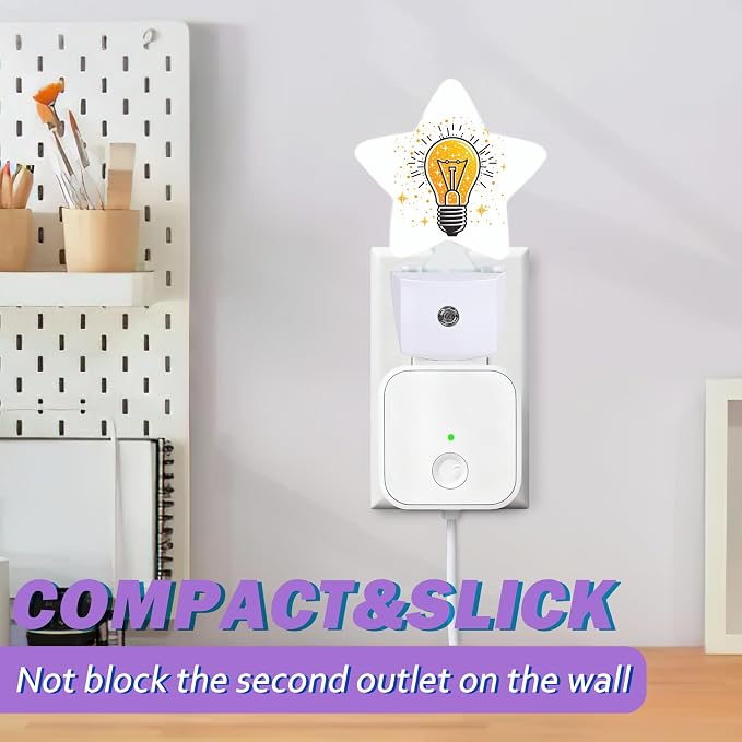 Gold Light Bulb Night Lights Plug Into Wall Decorative,Glitter Sleep Friendly Lamp, Energy Efficient Dusk-to-Dawn Sensor Nightlights for Kid Bedroom Nursery Bathroom