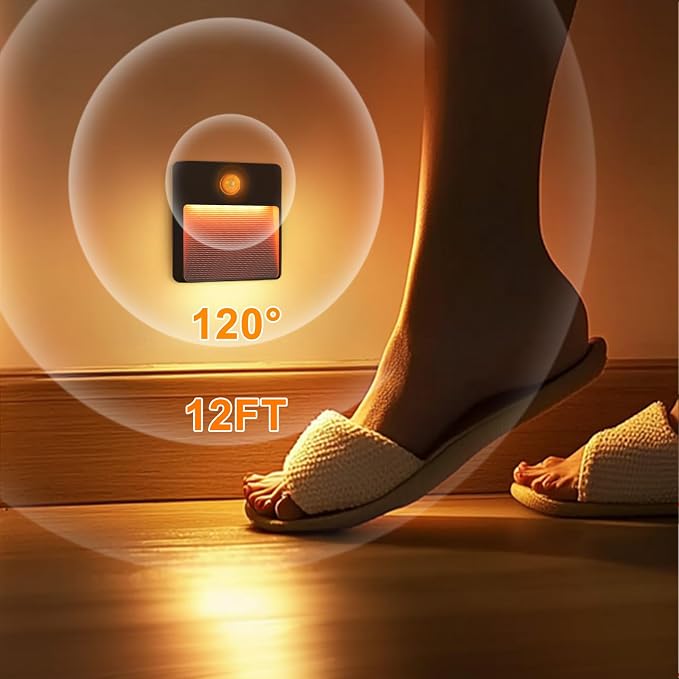 Guankai 8 Pack Motion Sensor Stair Light for Indoor, Rechargeable Battery Operated Night Lights, RGBW Stick On Closet Lamp, Motion Activated Magnetic Lighting Lamps for Step, Cabinet,Hallway,Bathroom