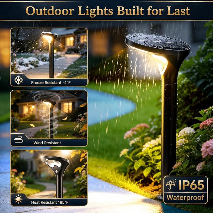 Garpar 400LM Solar Pathway Lights with Motion Sensor, Tempered Glass Panel | 26 LEDs, 3 Modes, Waterproof, 1500mAh Battery, Larger Solar Panel, 3 Height Options for Garden Yard Walkway Driveway Path