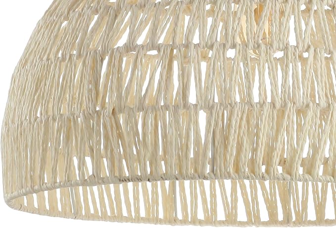 JONATHAN Y Campana 1-Light Pendant Dome Ceiling Lamp, 20", Cream | Modern Coastal Farmhouse Decor, Adjustable Height, Woven Rope Metal Frame, LED Bulb Included, UL Listed