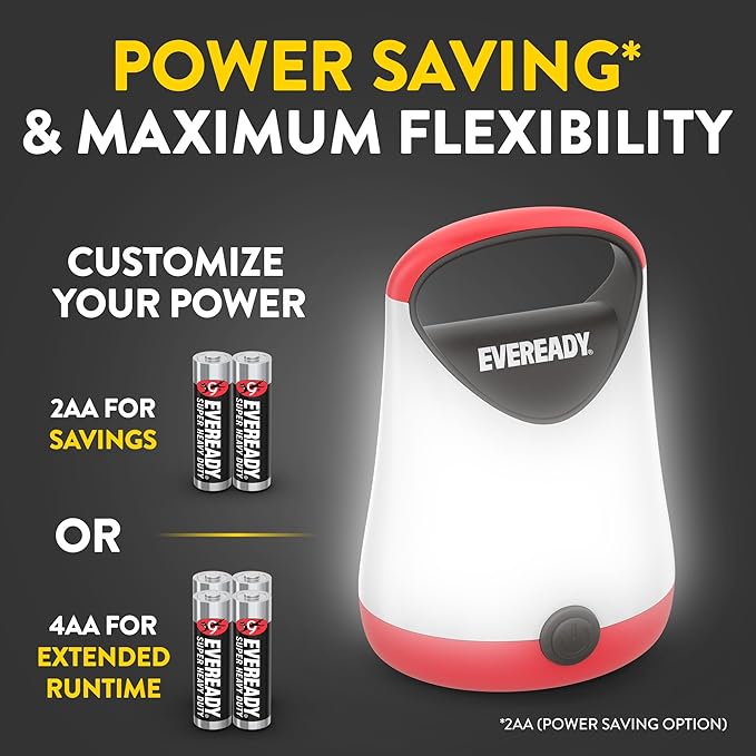 Eveready LED Camping Lantern X-250 (4-Pack), Super Bright Tent Lights, Rugged Water Resistant LED Lanterns, 100 Hour Run-time (Batteries Included), Red and Black