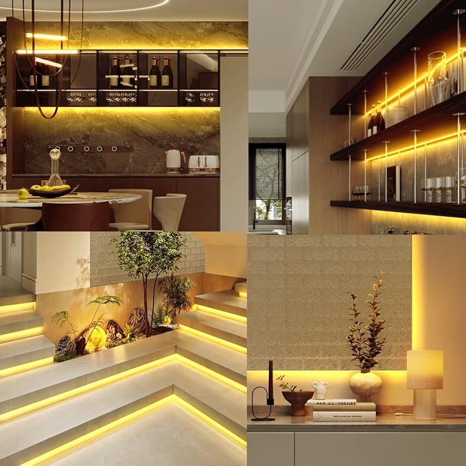 10ft Warm White LED Strip Lights,12V Dimmable Tape Lighting with Infrared Remote,SMD 2835 LEDs Adhesive Ribbon Light,Connectable