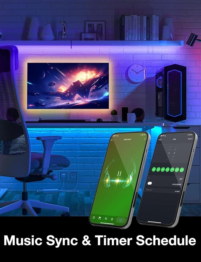 DAYBETTER Smart WiFi Led Lights 100ft - Led Strip Lights Work with Alexa and Google Assistant RGB Strip Lighting Music Sync Color Changing with App Voice Remote Control for Room Bedroom Decor 50ft*2