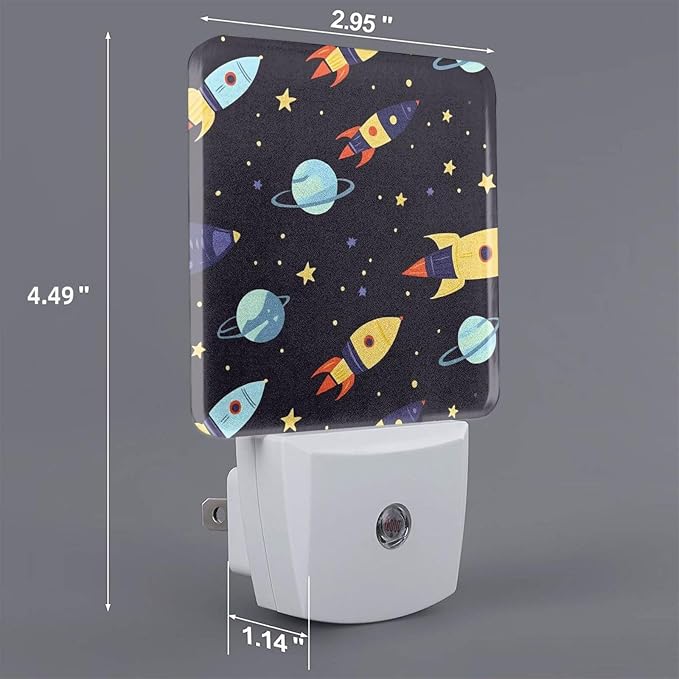 Plane Cartoon LED Plug-in Night Light 2-Pack, Auto Sensor Nightlights Set of 2 for Bedroom Bathroom Corridors