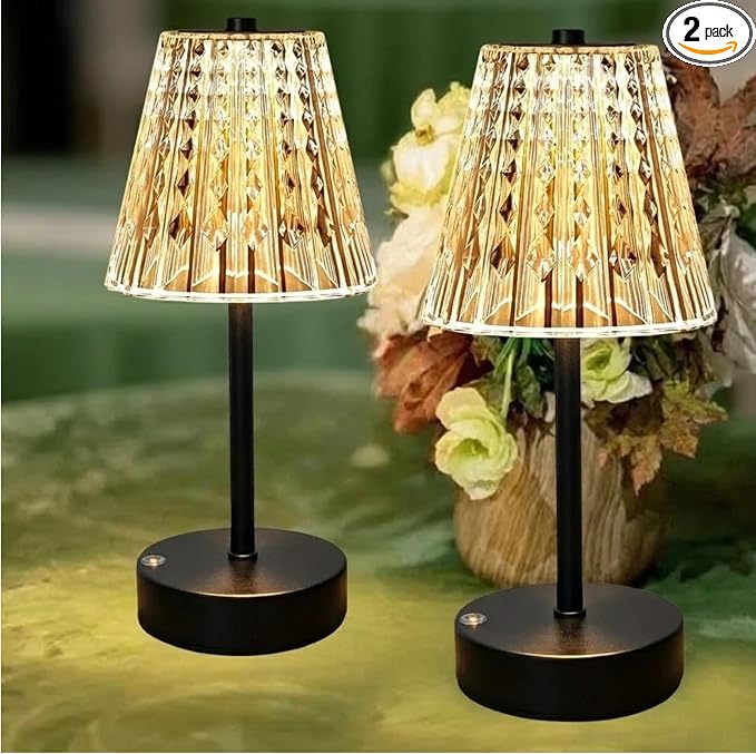 Black Cordless Lamps Rechargeable Set of 2,Small Battery Operated Table Lamp Wireless,Mini Table Lamp for Restaurant Dining Tabletop/Kitchen Counter Top/Bathroom Shower/Plugless Touch Lamp Decorative