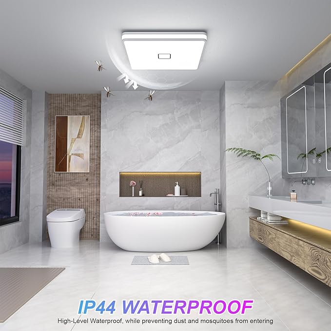 Airand 12.8 Inch Smart Ceiling Light, Dimmable LED Ceiling Light 3000K-5000K CCT with App Control, 24W 2050LM Square led Flush Mount Ceiling Lights for Living Room Bedroom