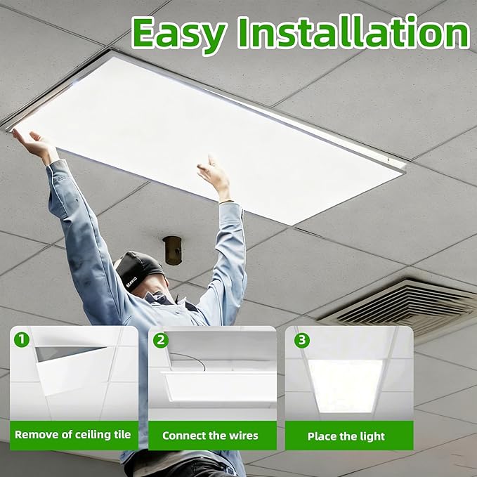 WYZM 2X4 LED Flat Panel Light,4 Pack,0-10V Dimmable,7800 Lumens,5000K White Color,LED Recessed Edge-Lit Troffer Fixture Light,Commercial Lighting Shop Warehouse Office,ETL Certificated