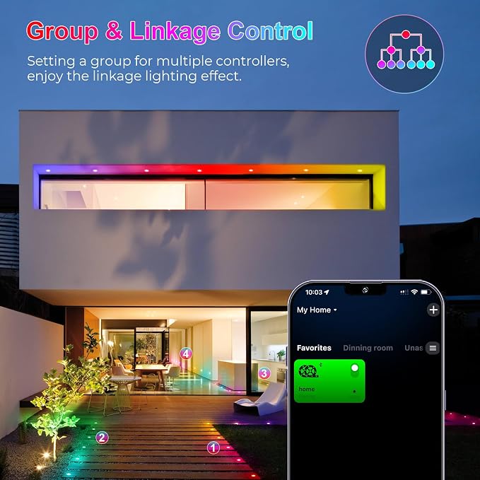 Sumaote LED Deck Lights Kit, 20 Pack 1.22" WiFi Smart RGBW+IC Multicolor | Recessed Low Voltage 12V IP67 Waterproof, App Control Dynamic Color Changing, for Outdoor Step Stair Garden Yard Landscape