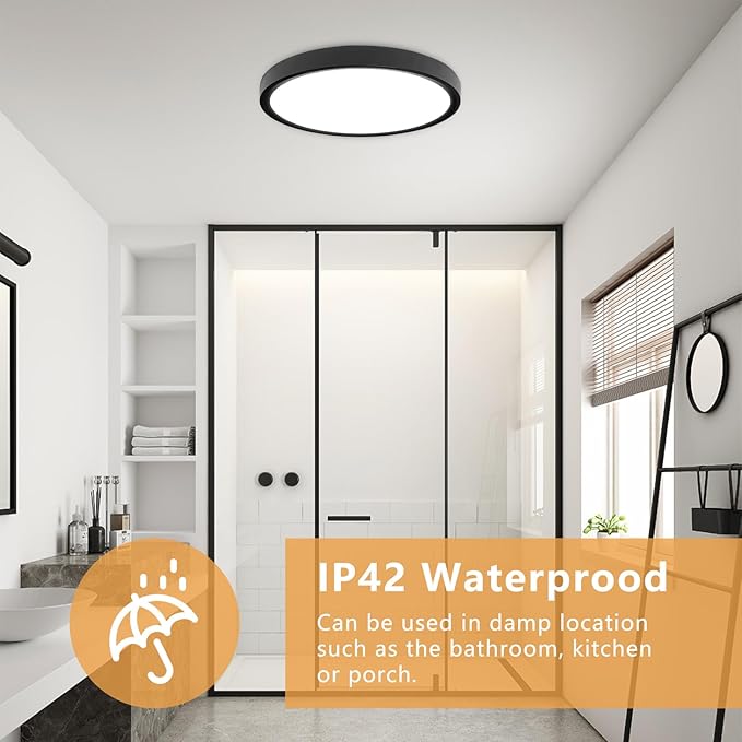 4PK 12 Inch LED Flush Mount Ceiling Light, 24W, 2520LM, 3000K/4000K/6000K CCT Selectable Super Slim LED Ceiling Light, Close to Ceiling Round Flat Panel Light for Hallway, Bedroom,Kitchen ect