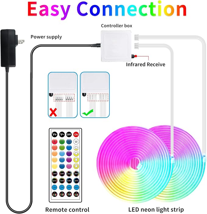segrass LED neon Lights Strip 132FT,DC 24V RGB LED neon Light Strip APP Remote Controls Control Waterproof Flexible Neon LED Rope Lights for Bedroom,Playroom,Outdoors Decor（2 Rolls of 66ft）