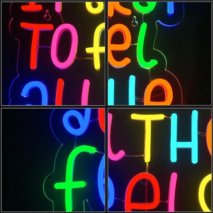 JURONG It's Okay to Feel All the Feels Neon Signs for Wall Decor Dimmable LED Neon Light up Signs USB Powered for Home Office Bedroom Classroom Wedding Party Store Home Gift Neon Decor