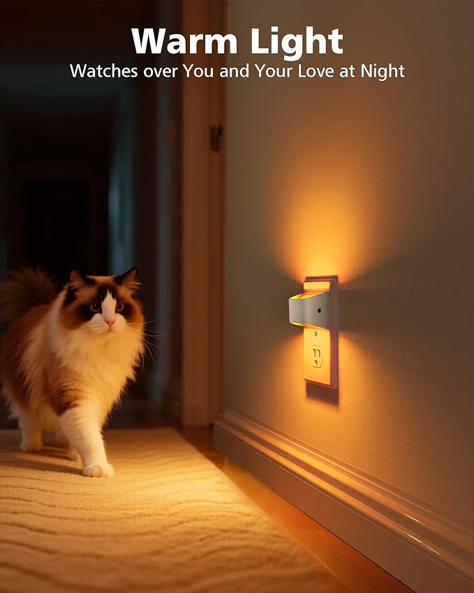 VOLISUN Amber Night Light, 4 Pack Up and Down LED Night Light with Dusk to Dawn Light Sensor, 1800K Night Lights Plug into Wall for Hallway, Bedroom, Bathroom, Kitchen White