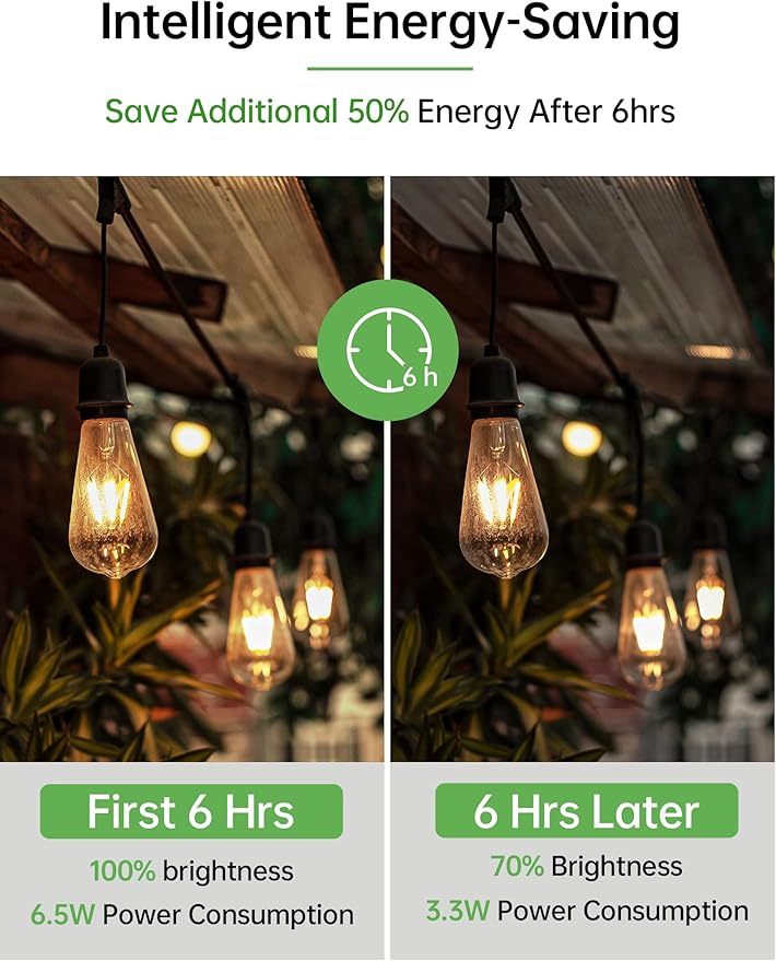 Dusk to Dawn Edison Light Bulbs ST19, Vintage Amber Glass, 2300K Amber Warm, 6.5W=60W, Non-Dimmable Auto On/Off Light Sensing LED Filament Bulb Outdoor, 700LM, E26, 2-Pack, HQ-H027
