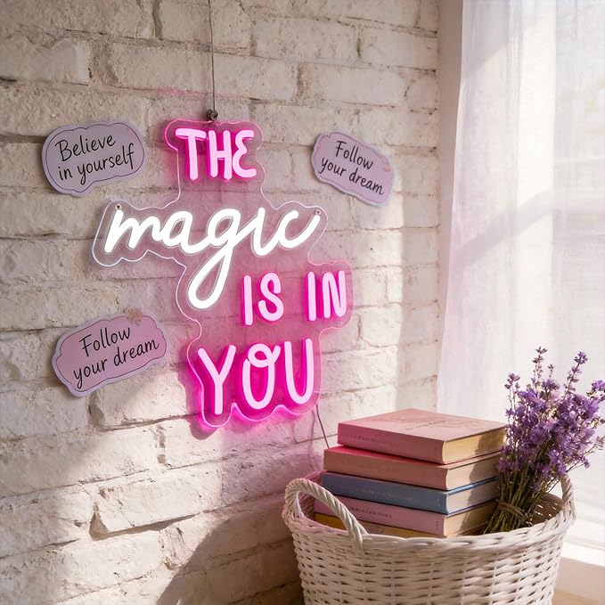 Neon Sign Led Neon Lights Neon Signs for Wall Decor USB Powered Led Neon Signs for Room Decoration (Magic Is In You)